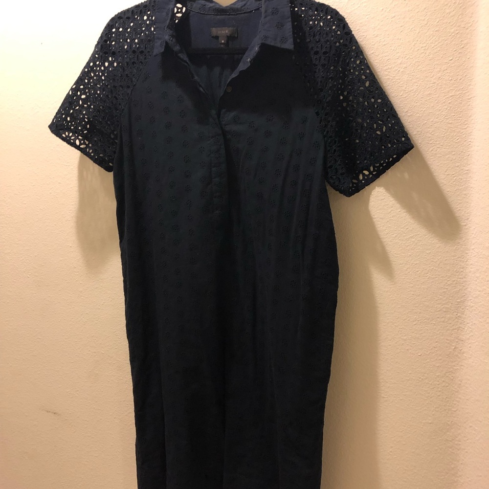 navy j crew seersucker summer dress size 10